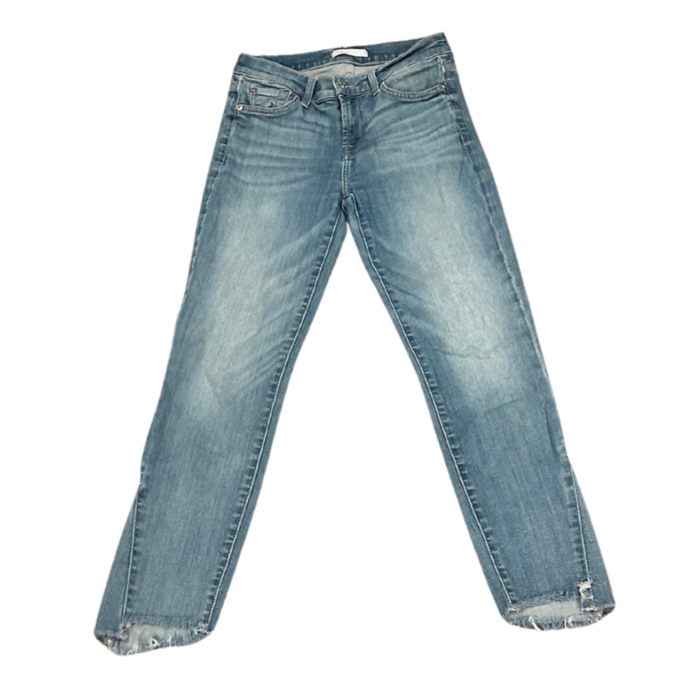 7 For All Mankind Cropped Slim Jeans | Med Light Blue | Size 26